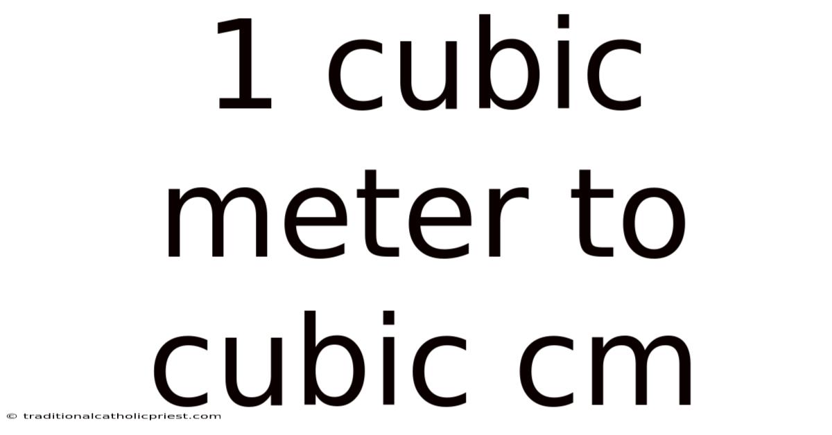 1 Cubic Meter To Cubic Cm