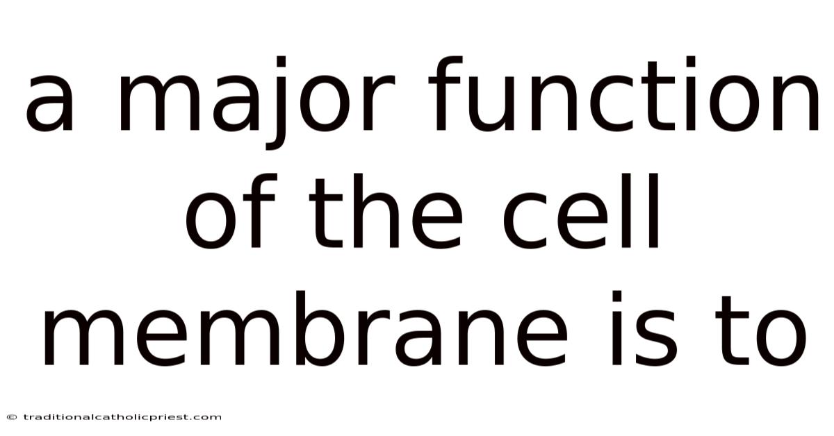 A Major Function Of The Cell Membrane Is To