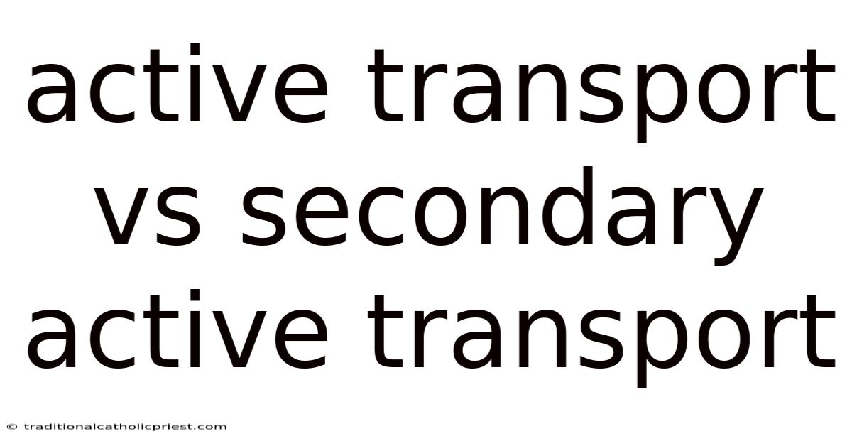 Active Transport Vs Secondary Active Transport