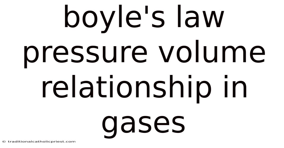 Boyle's Law Pressure Volume Relationship In Gases