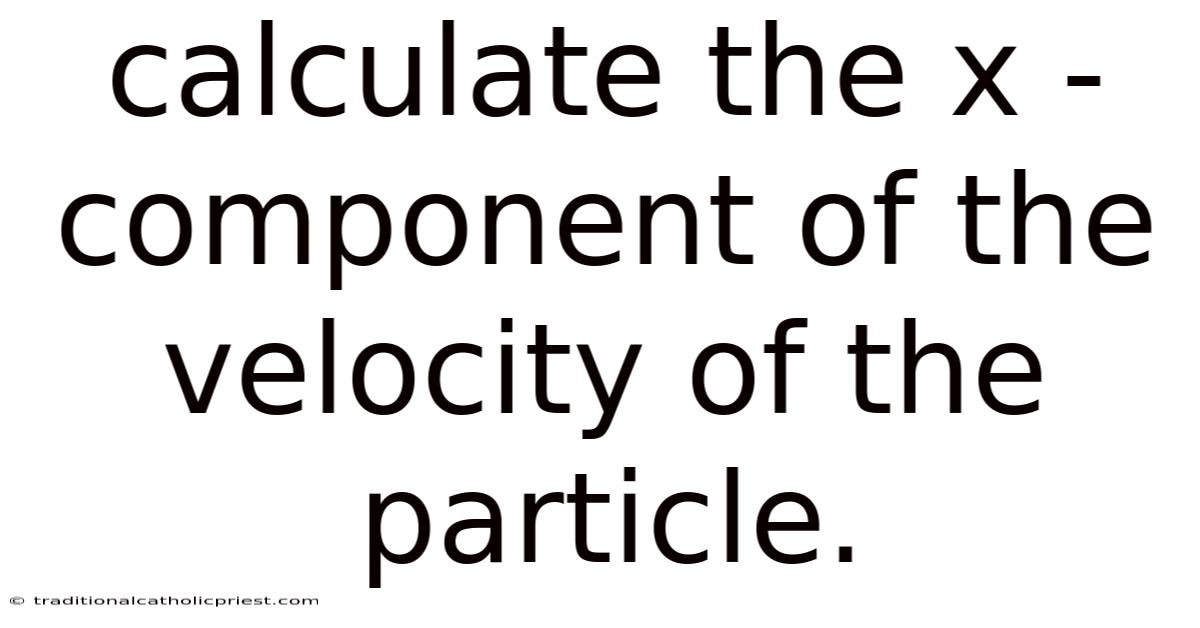 Calculate The X -component Of The Velocity Of The Particle.