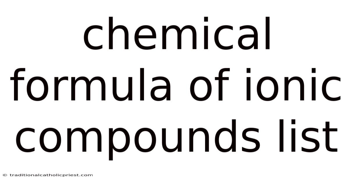 Chemical Formula Of Ionic Compounds List