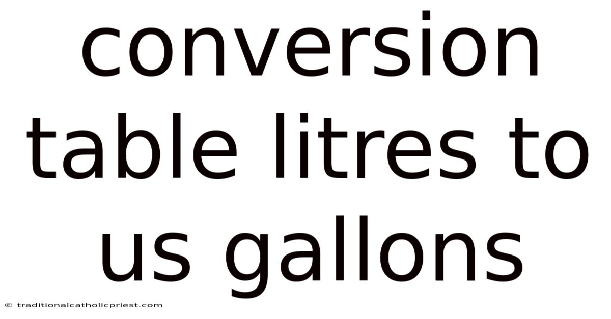 Conversion Table Litres To Us Gallons