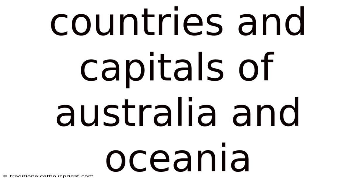 Countries And Capitals Of Australia And Oceania