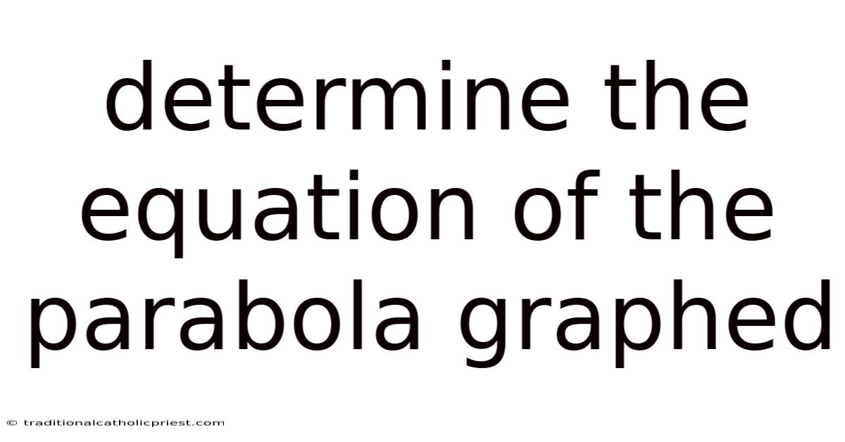 Determine The Equation Of The Parabola Graphed