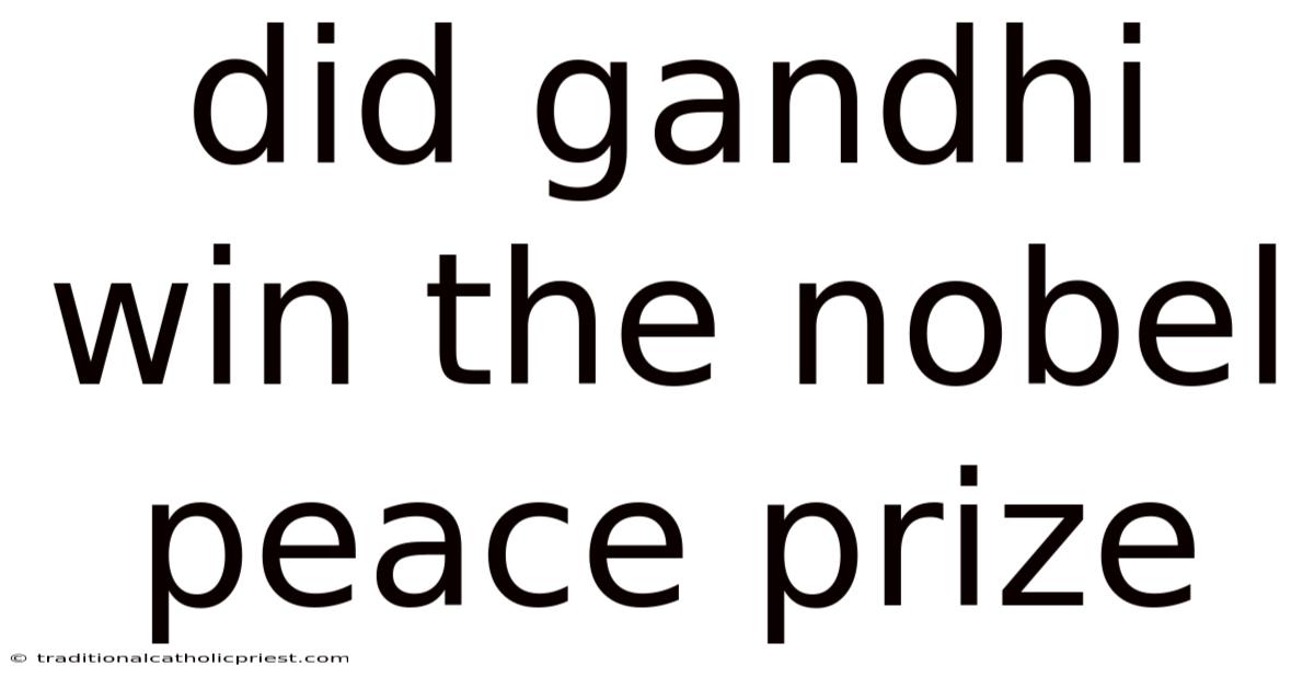Did Gandhi Win The Nobel Peace Prize