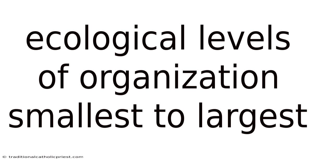 Ecological Levels Of Organization Smallest To Largest