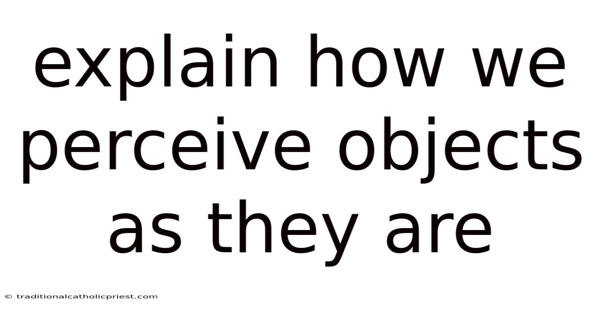 Explain How We Perceive Objects As They Are