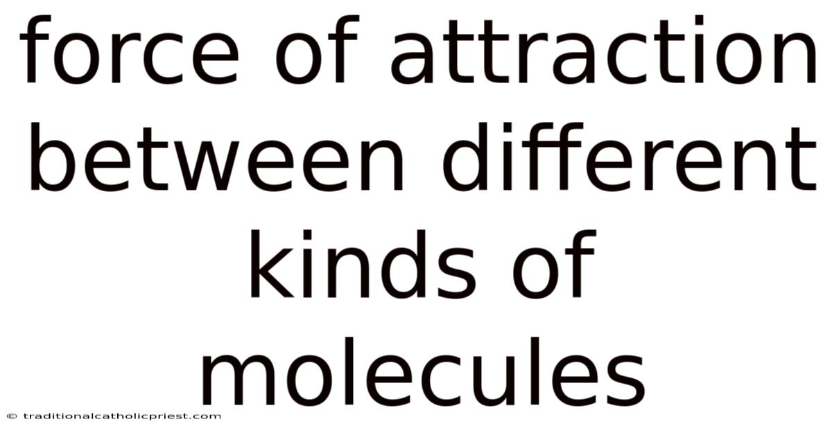 Force Of Attraction Between Different Kinds Of Molecules
