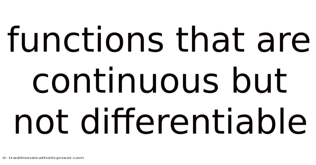 Functions That Are Continuous But Not Differentiable