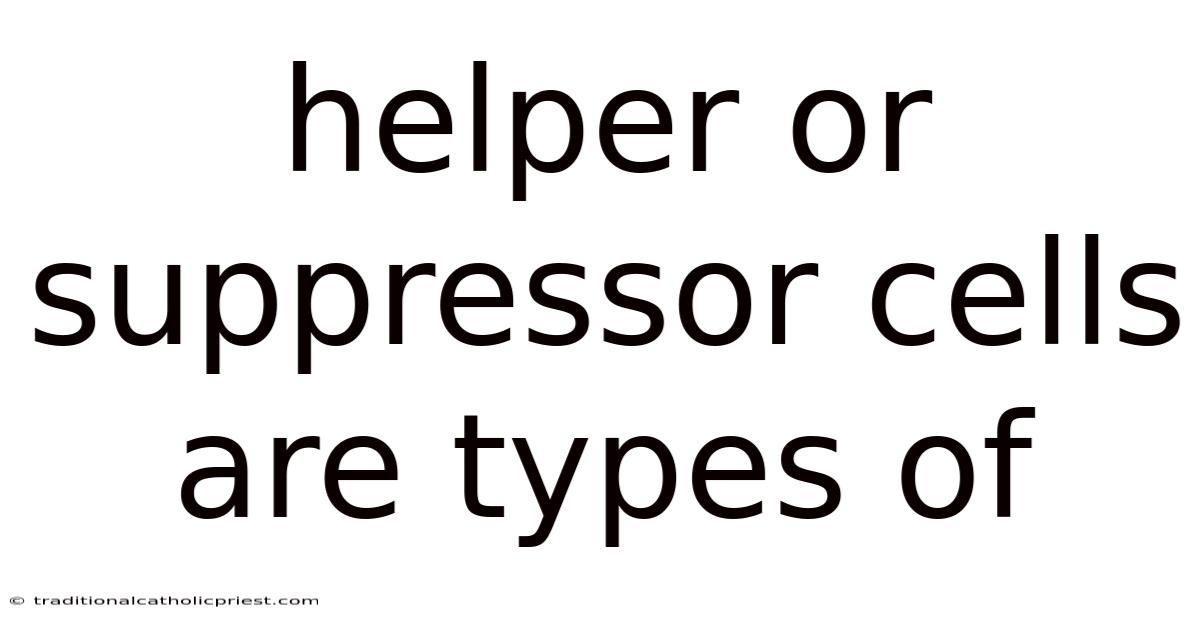 Helper Or Suppressor Cells Are Types Of