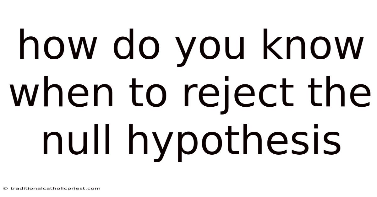 How Do You Know When To Reject The Null Hypothesis