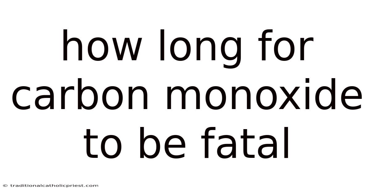 How Long For Carbon Monoxide To Be Fatal