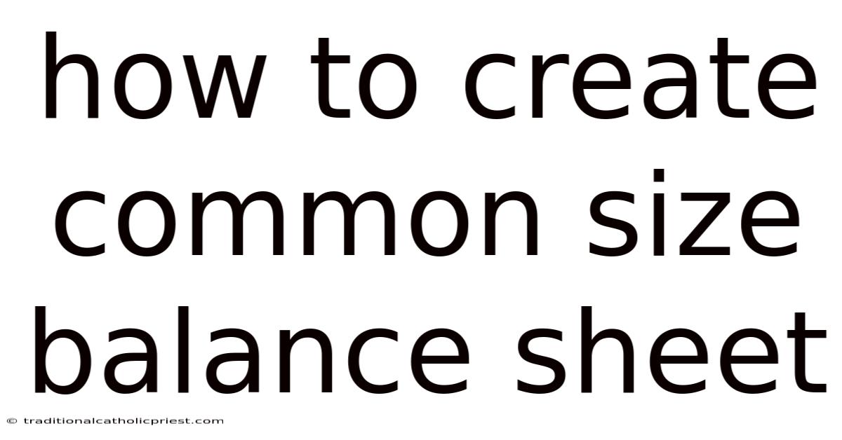 How To Create Common Size Balance Sheet