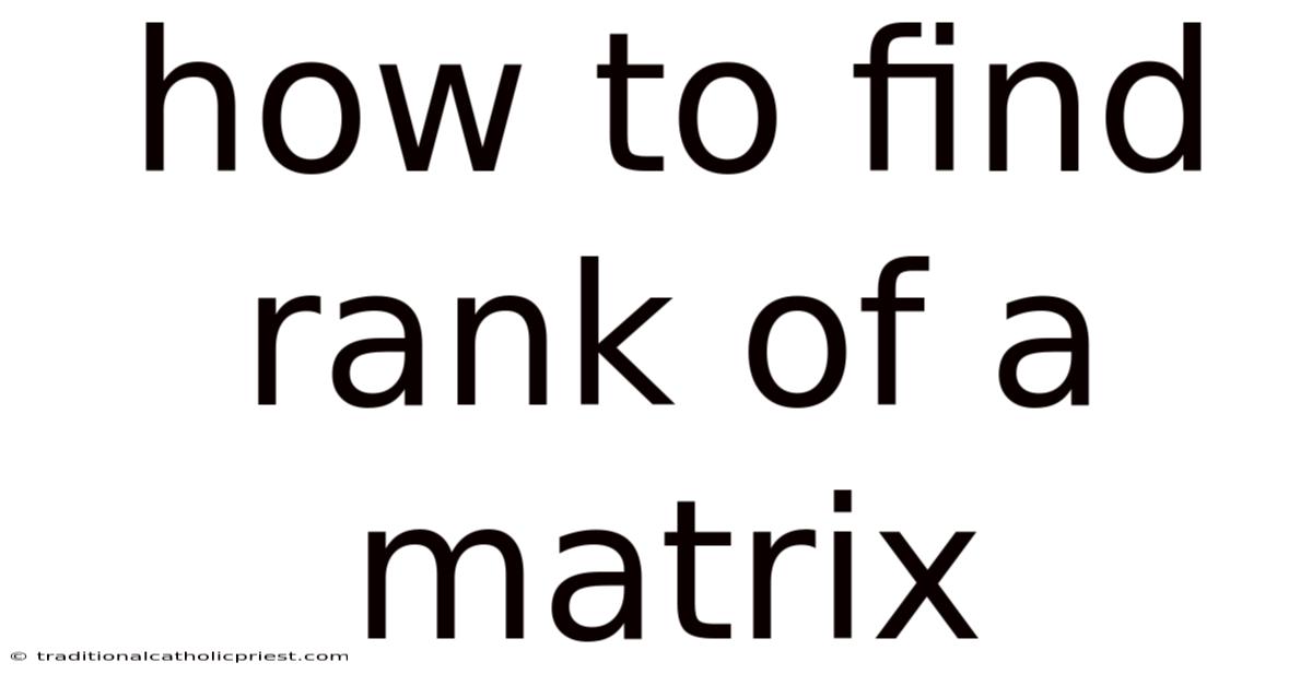 How To Find Rank Of A Matrix