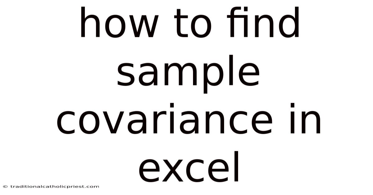 How To Find Sample Covariance In Excel