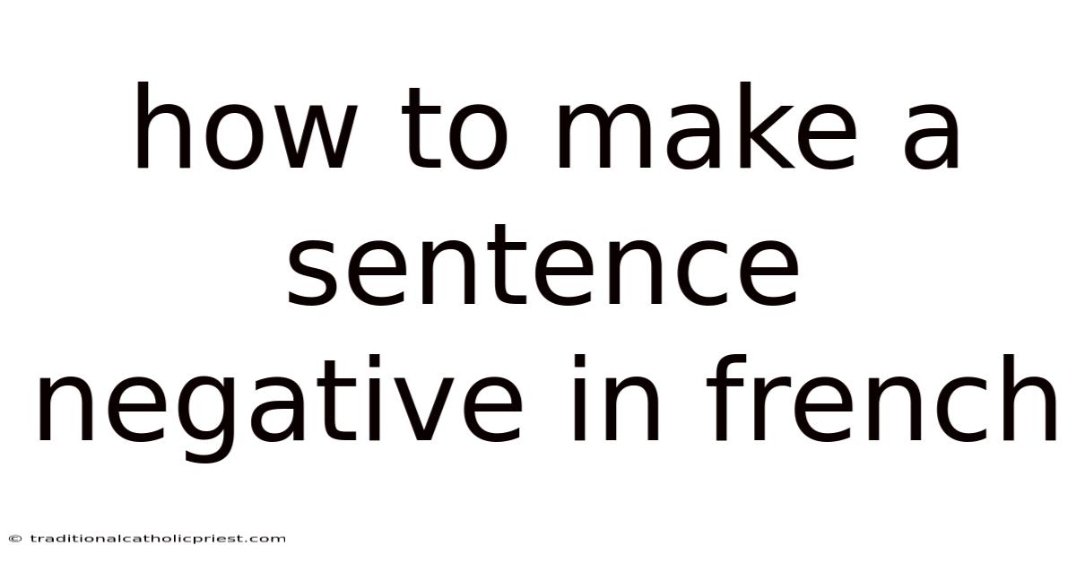 How To Make A Sentence Negative In French