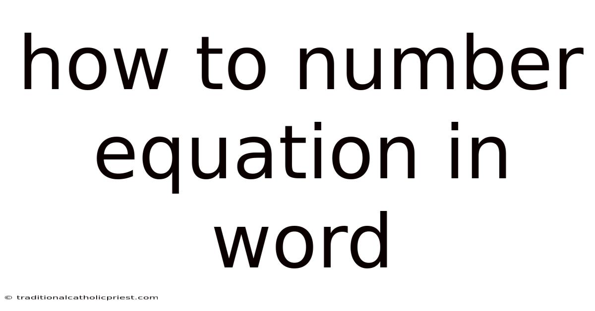 How To Number Equation In Word