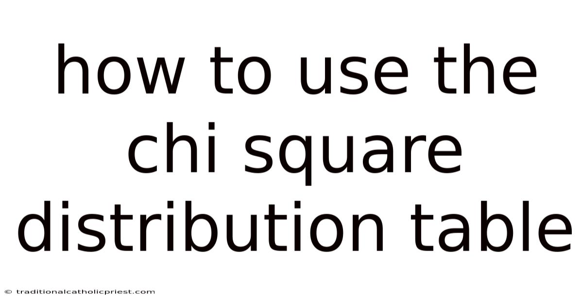How To Use The Chi Square Distribution Table