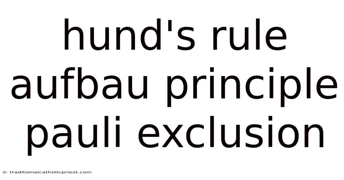 Hund's Rule Aufbau Principle Pauli Exclusion