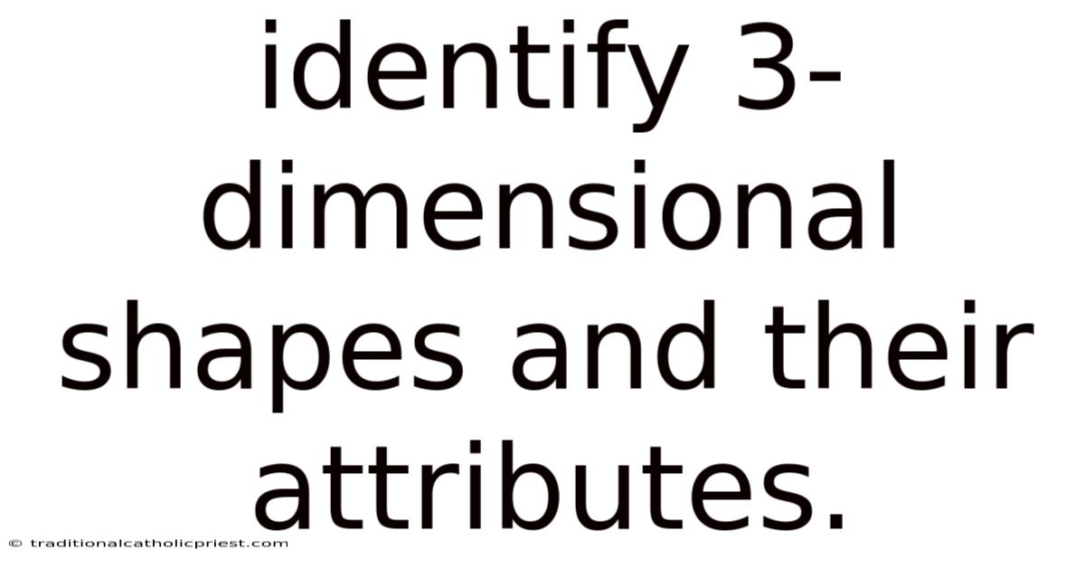 Identify 3-dimensional Shapes And Their Attributes.