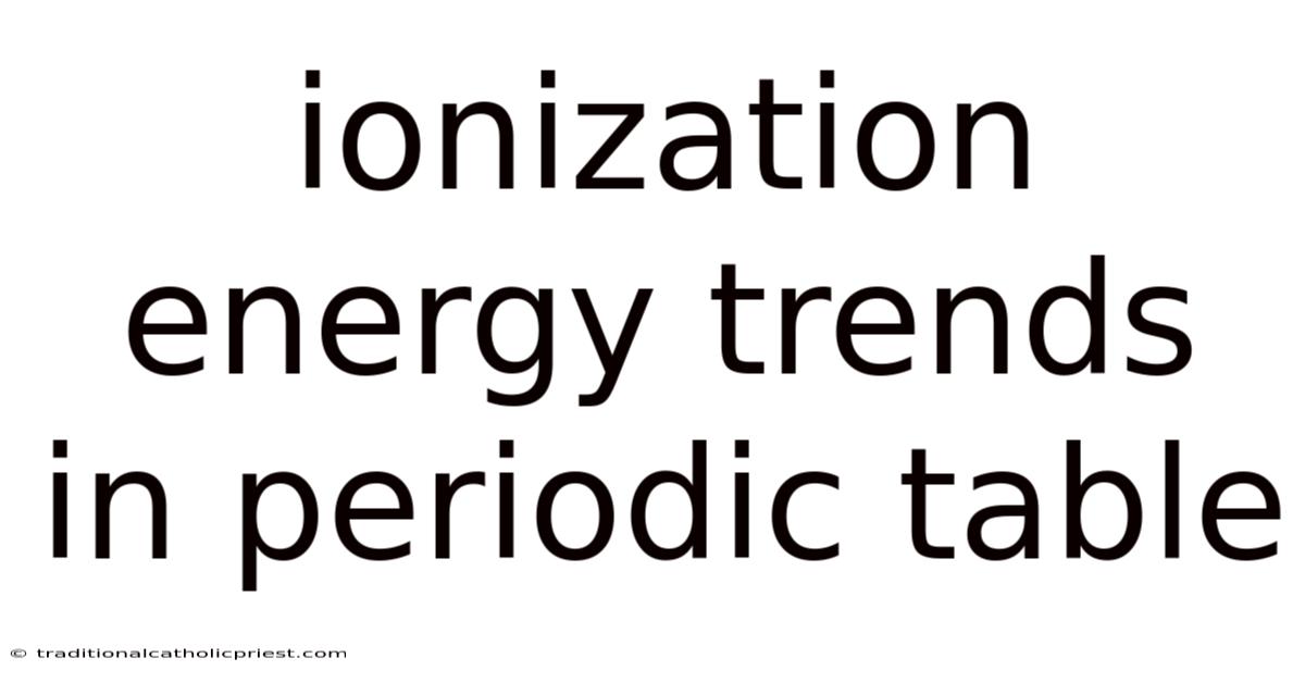 Ionization Energy Trends In Periodic Table
