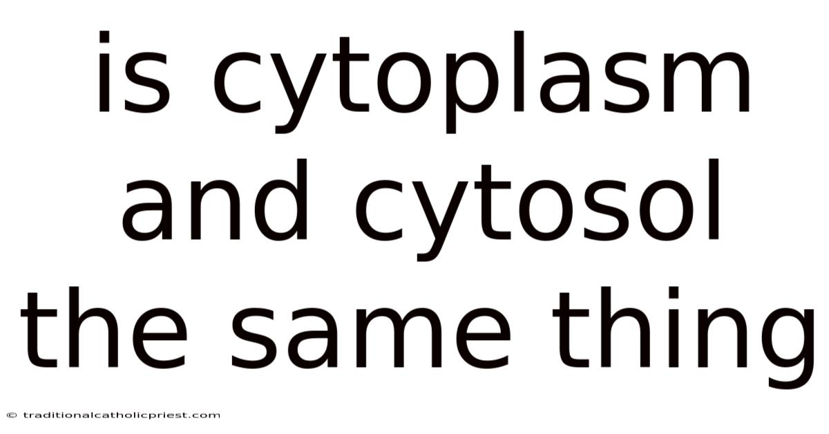 Is Cytoplasm And Cytosol The Same Thing