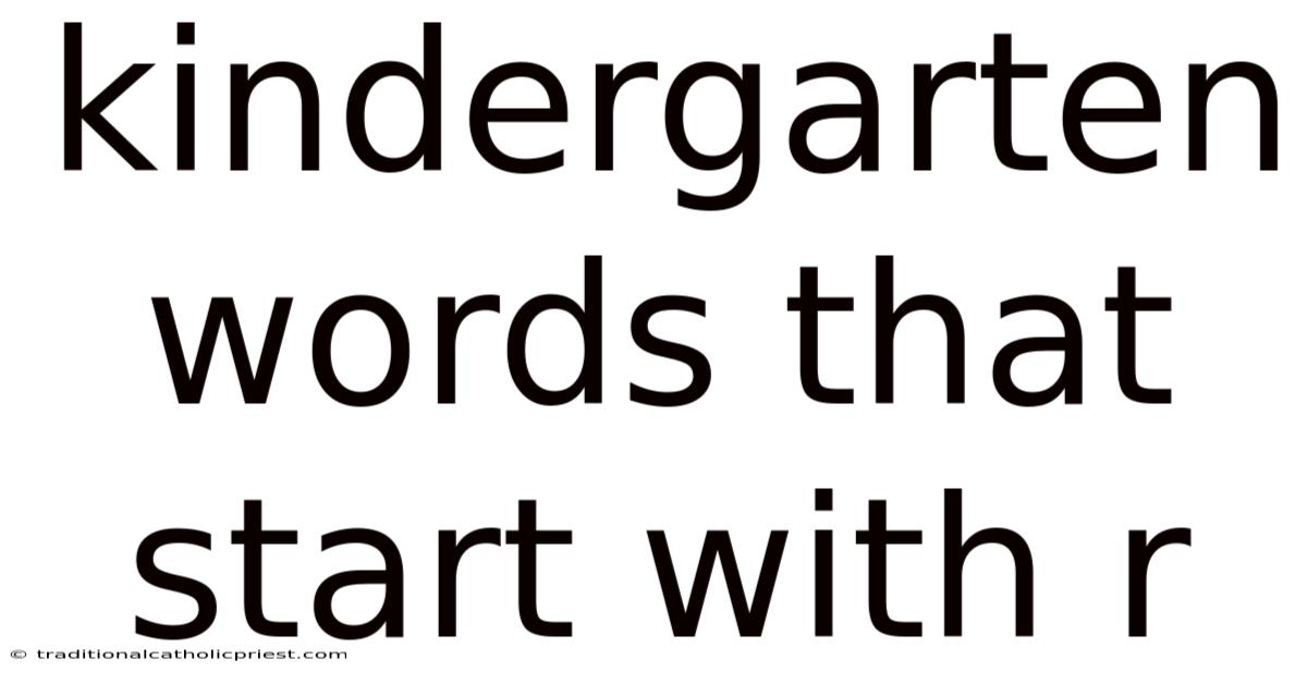Kindergarten Words That Start With R