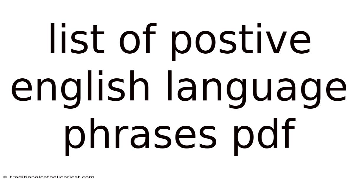 List Of Postive English Language Phrases Pdf