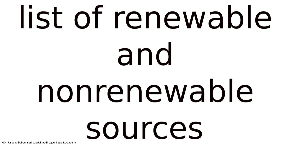 List Of Renewable And Nonrenewable Sources
