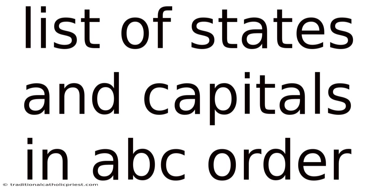 List Of States And Capitals In Abc Order