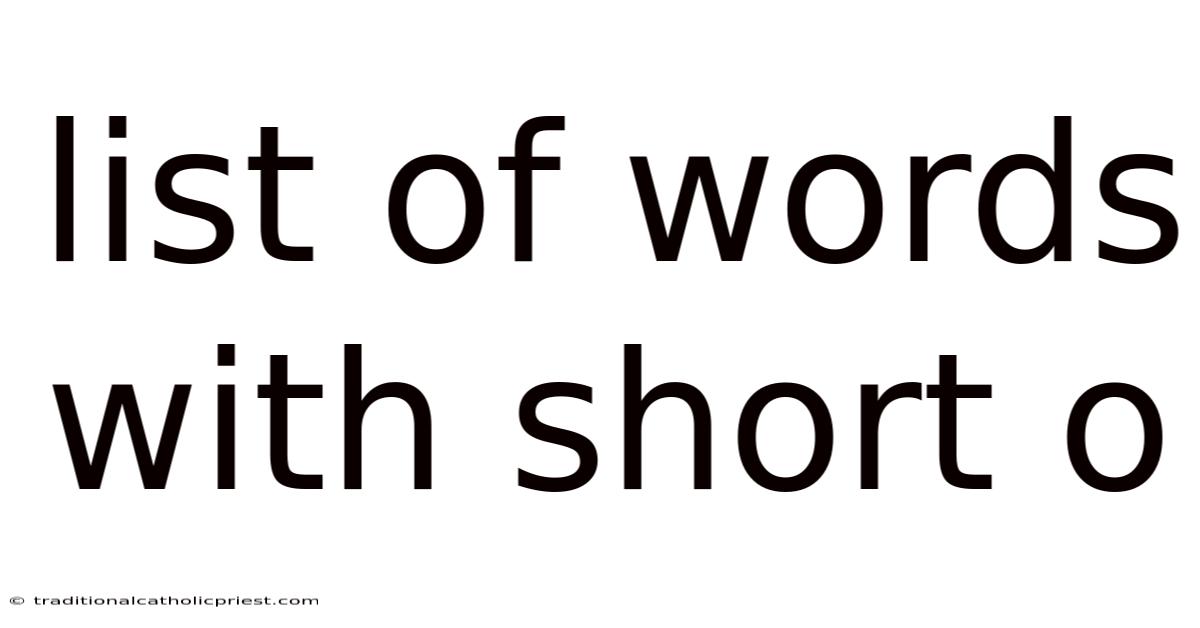 List Of Words With Short O