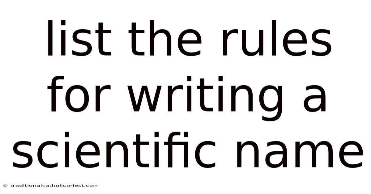 List The Rules For Writing A Scientific Name
