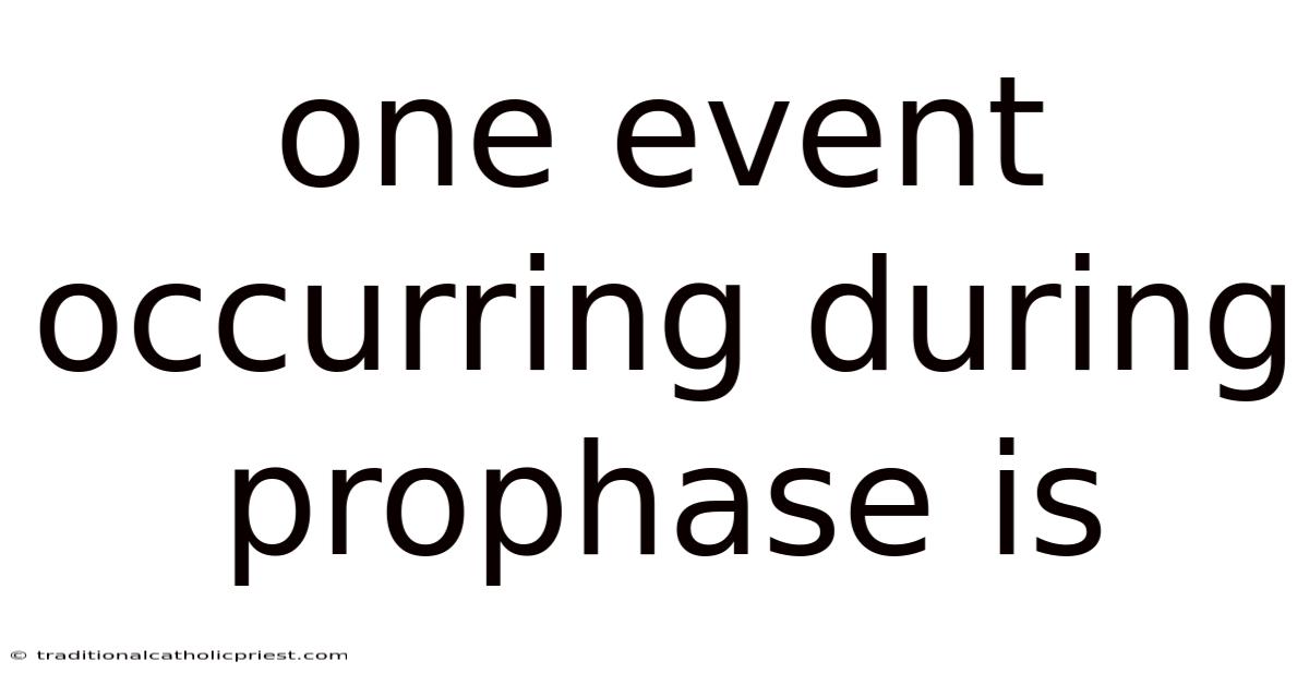 One Event Occurring During Prophase Is