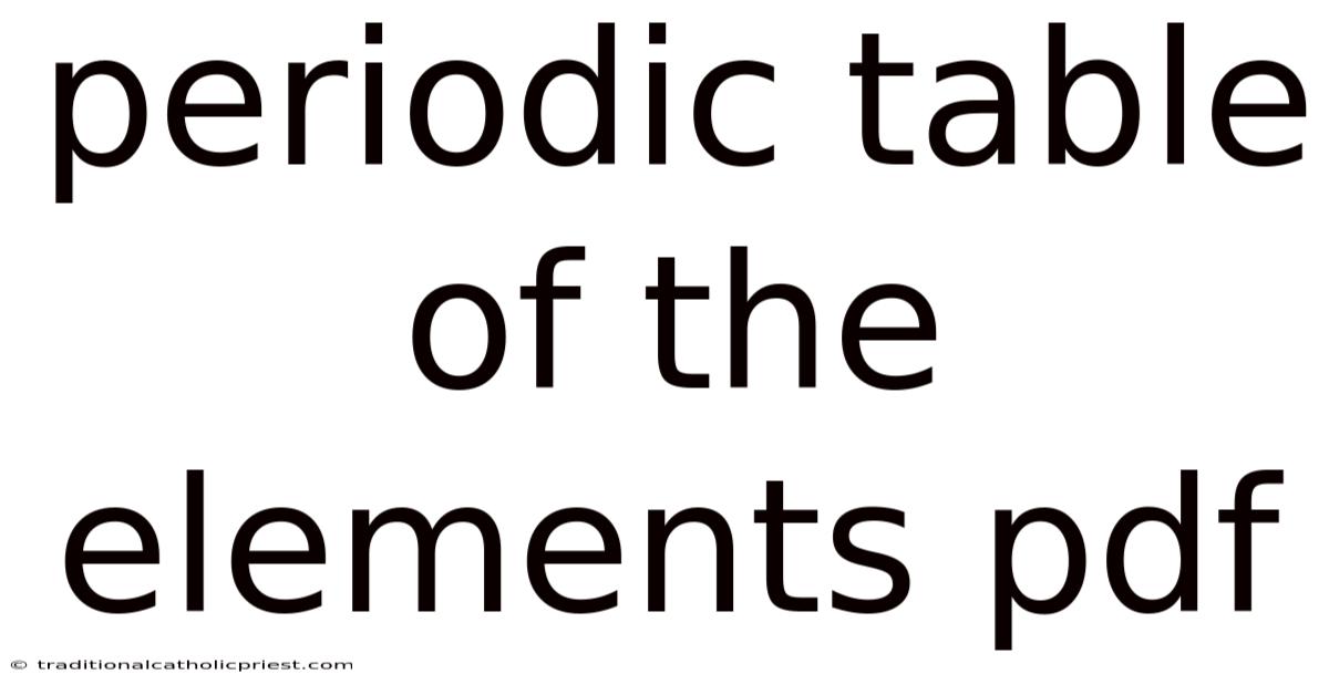 Periodic Table Of The Elements Pdf