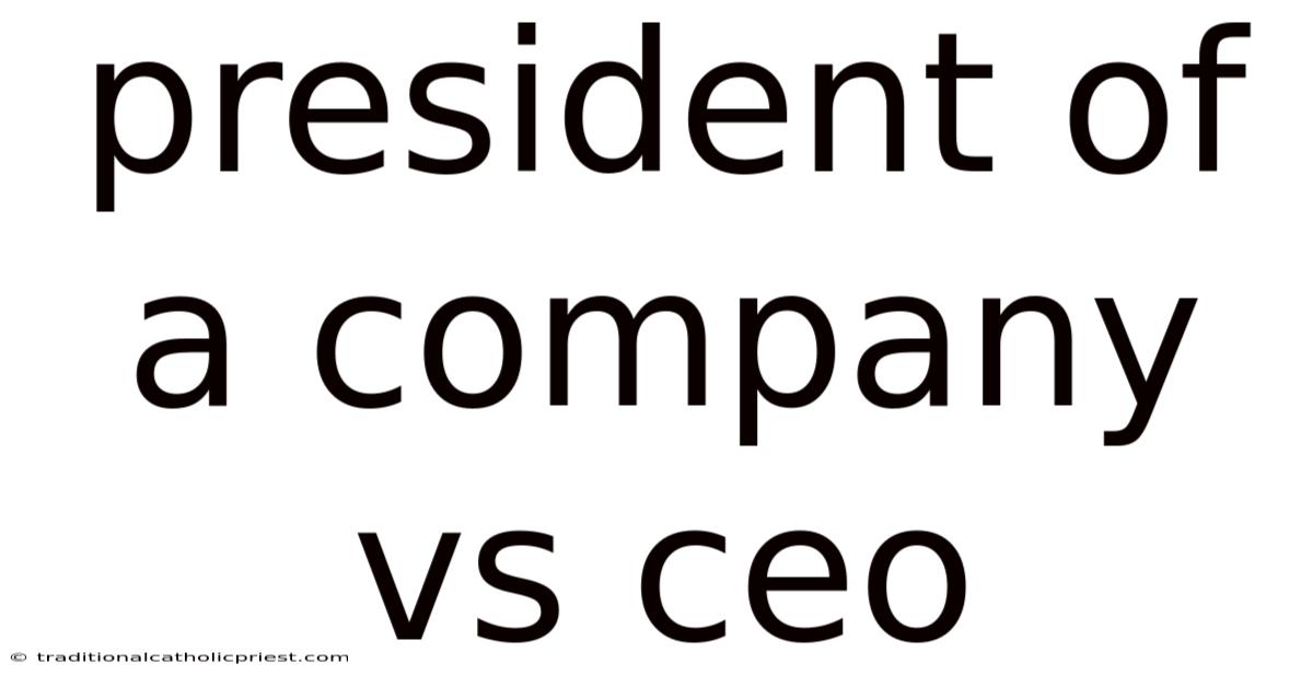President Of A Company Vs Ceo