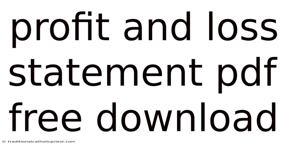 Profit And Loss Statement Pdf Free Download