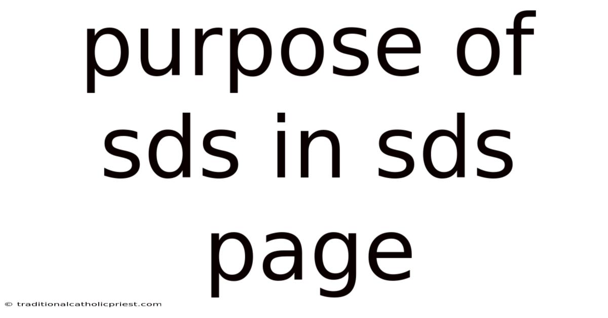 Purpose Of Sds In Sds Page