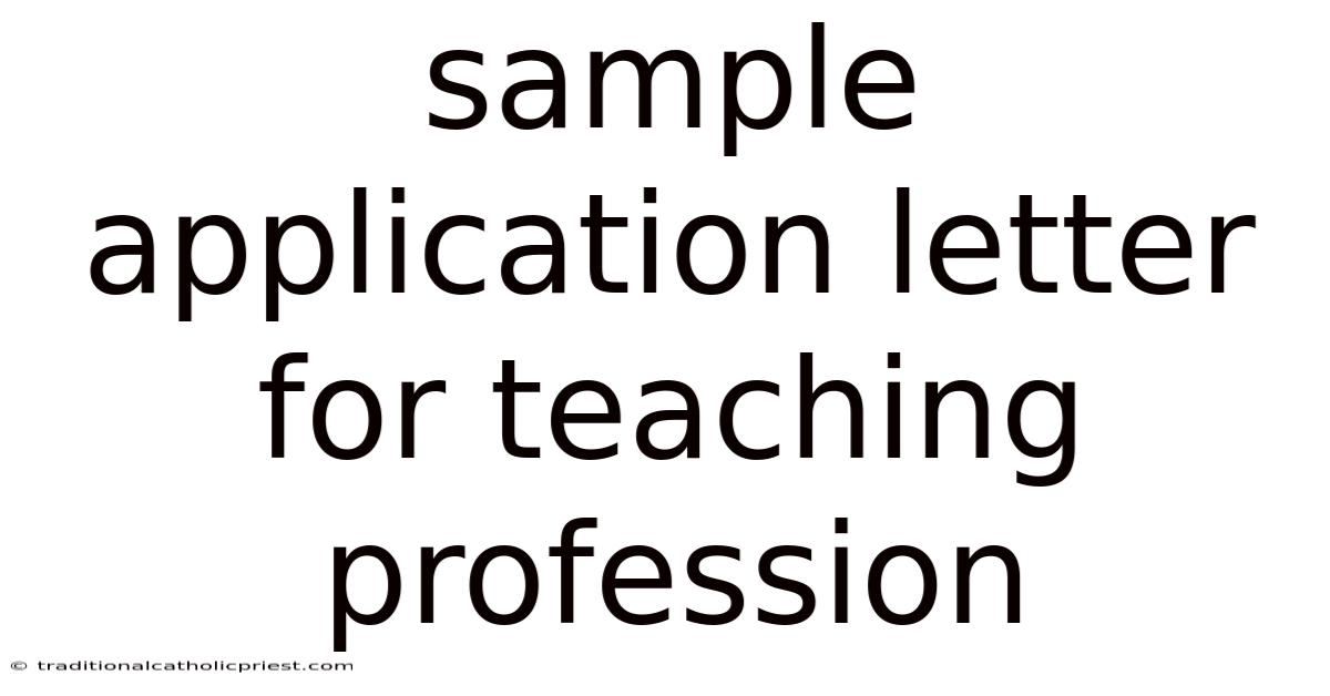 Sample Application Letter For Teaching Profession