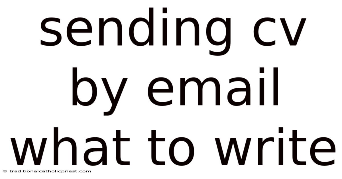 Sending Cv By Email What To Write
