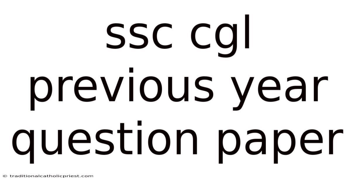 Ssc Cgl Previous Year Question Paper