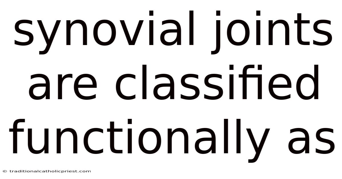 Synovial Joints Are Classified Functionally As