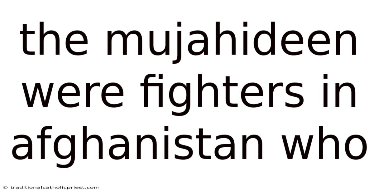 The Mujahideen Were Fighters In Afghanistan Who