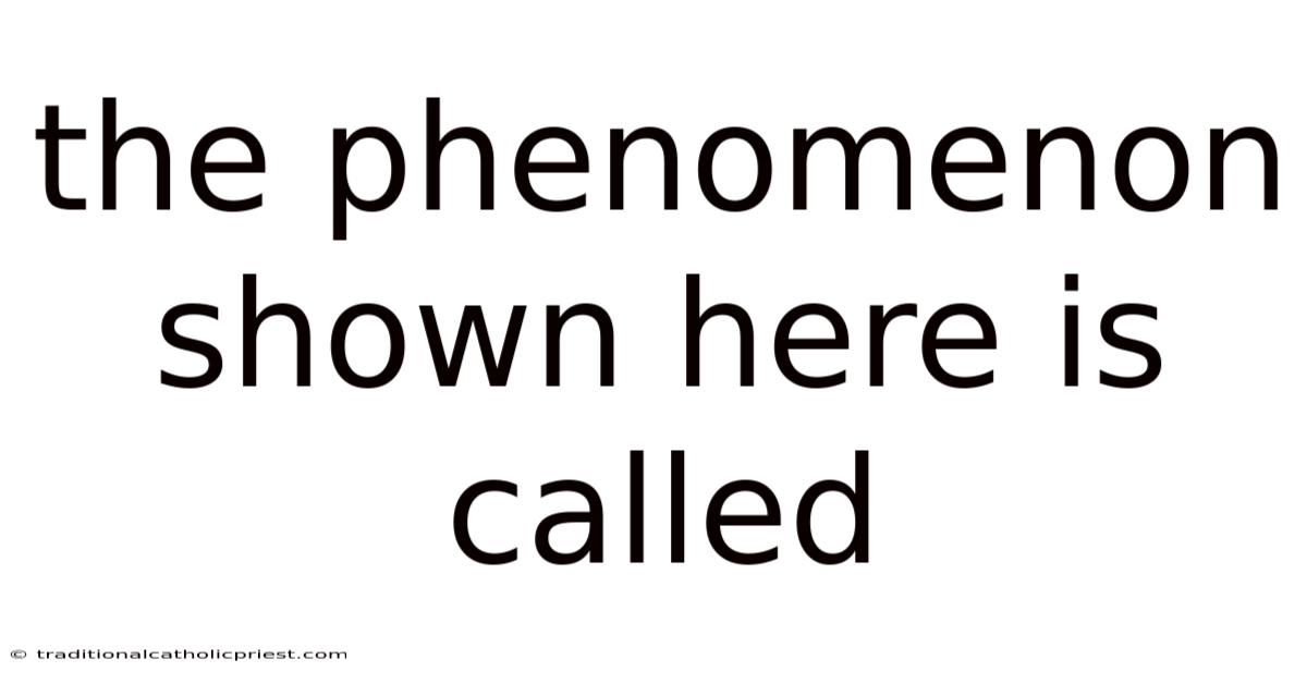 The Phenomenon Shown Here Is Called