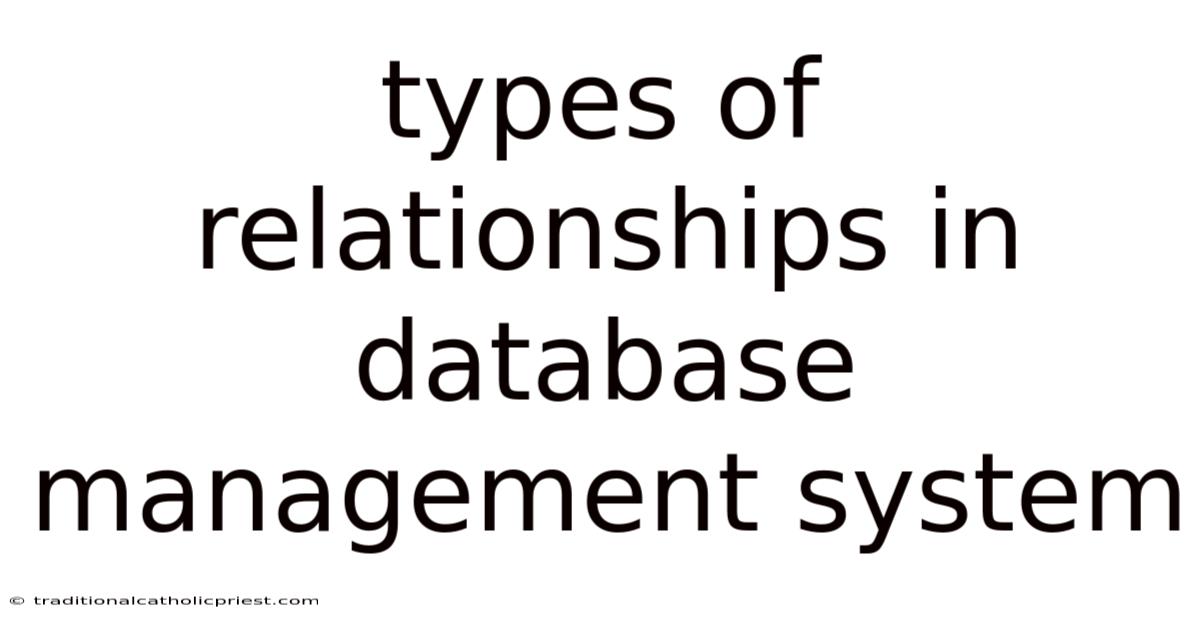 Types Of Relationships In Database Management System