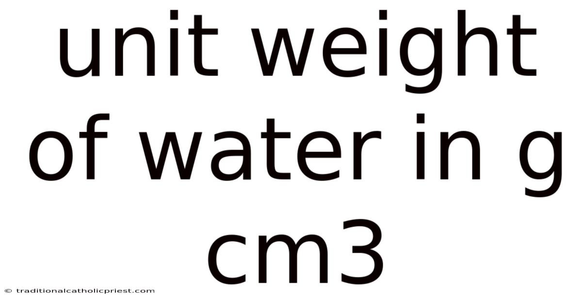 Unit Weight Of Water In G Cm3