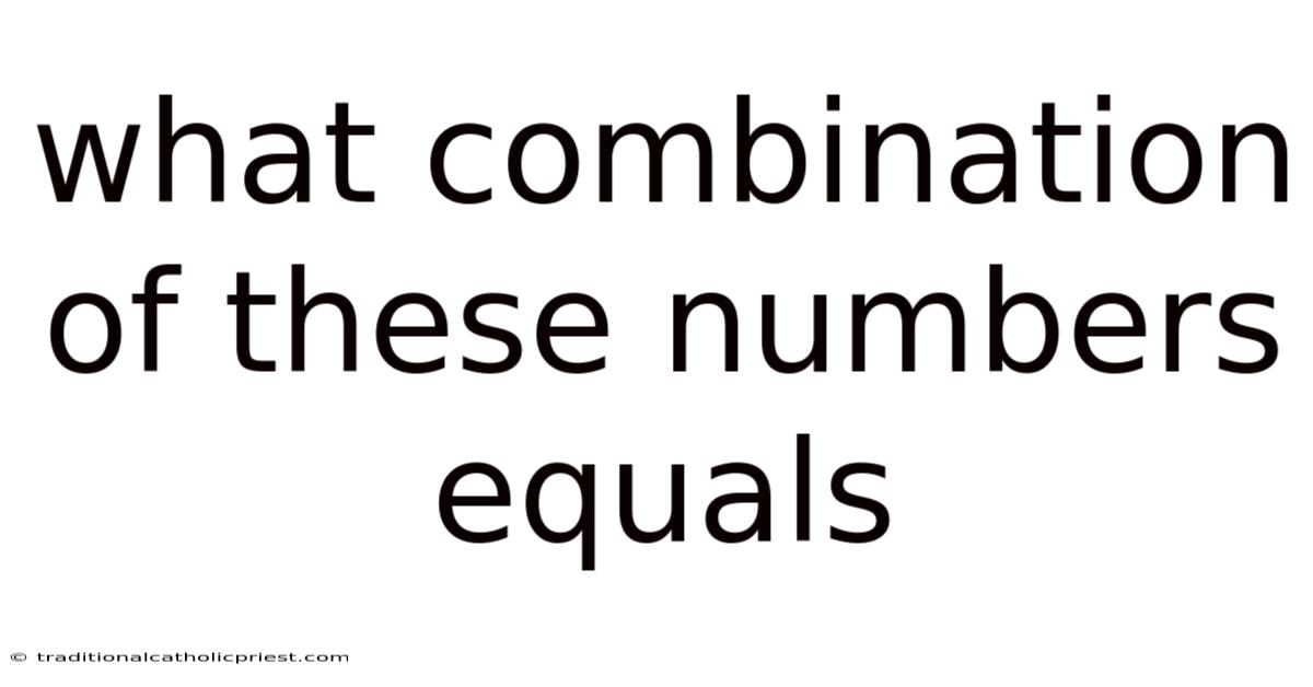 What Combination Of These Numbers Equals