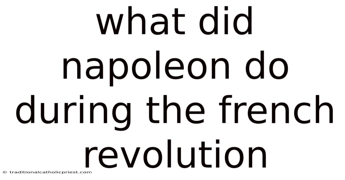 What Did Napoleon Do During The French Revolution