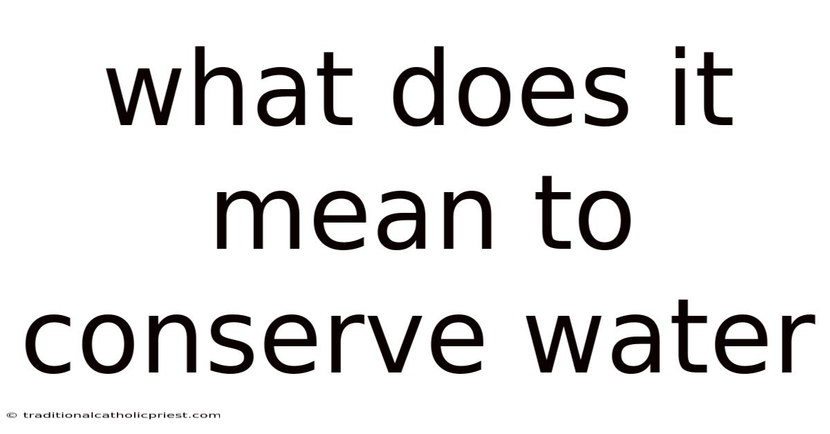 What Does It Mean To Conserve Water
