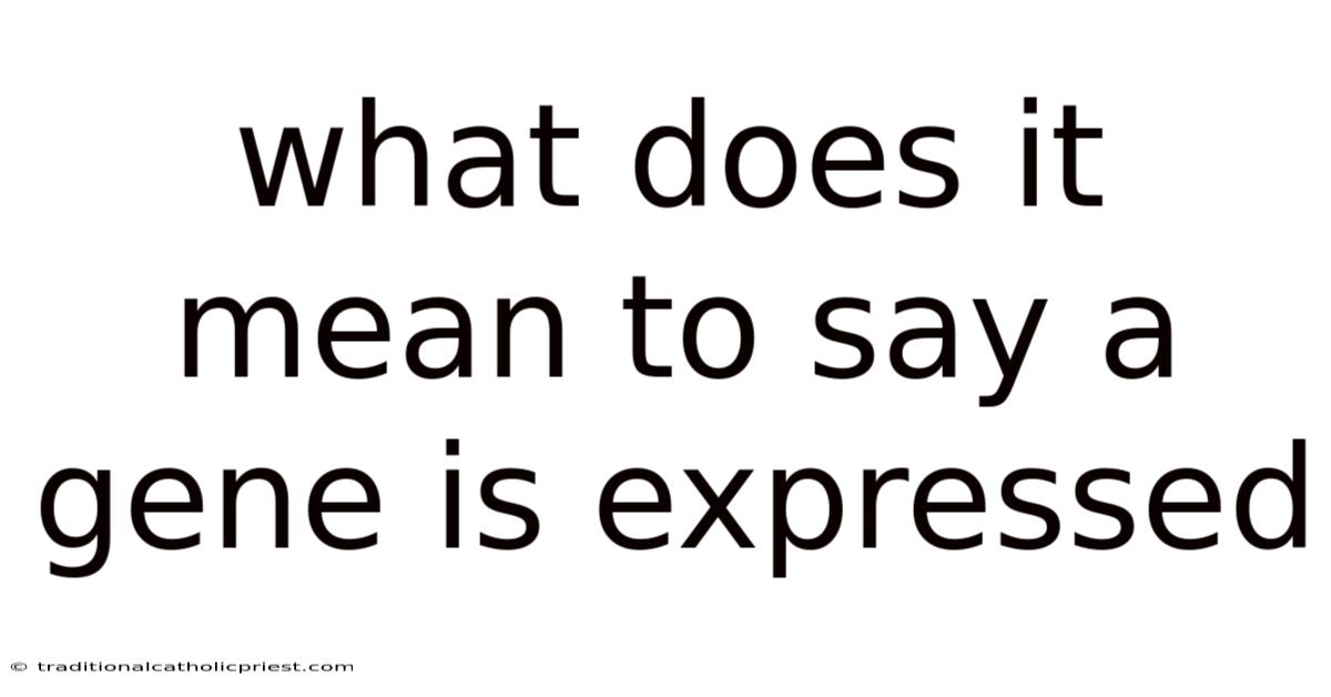 What Does It Mean To Say A Gene Is Expressed